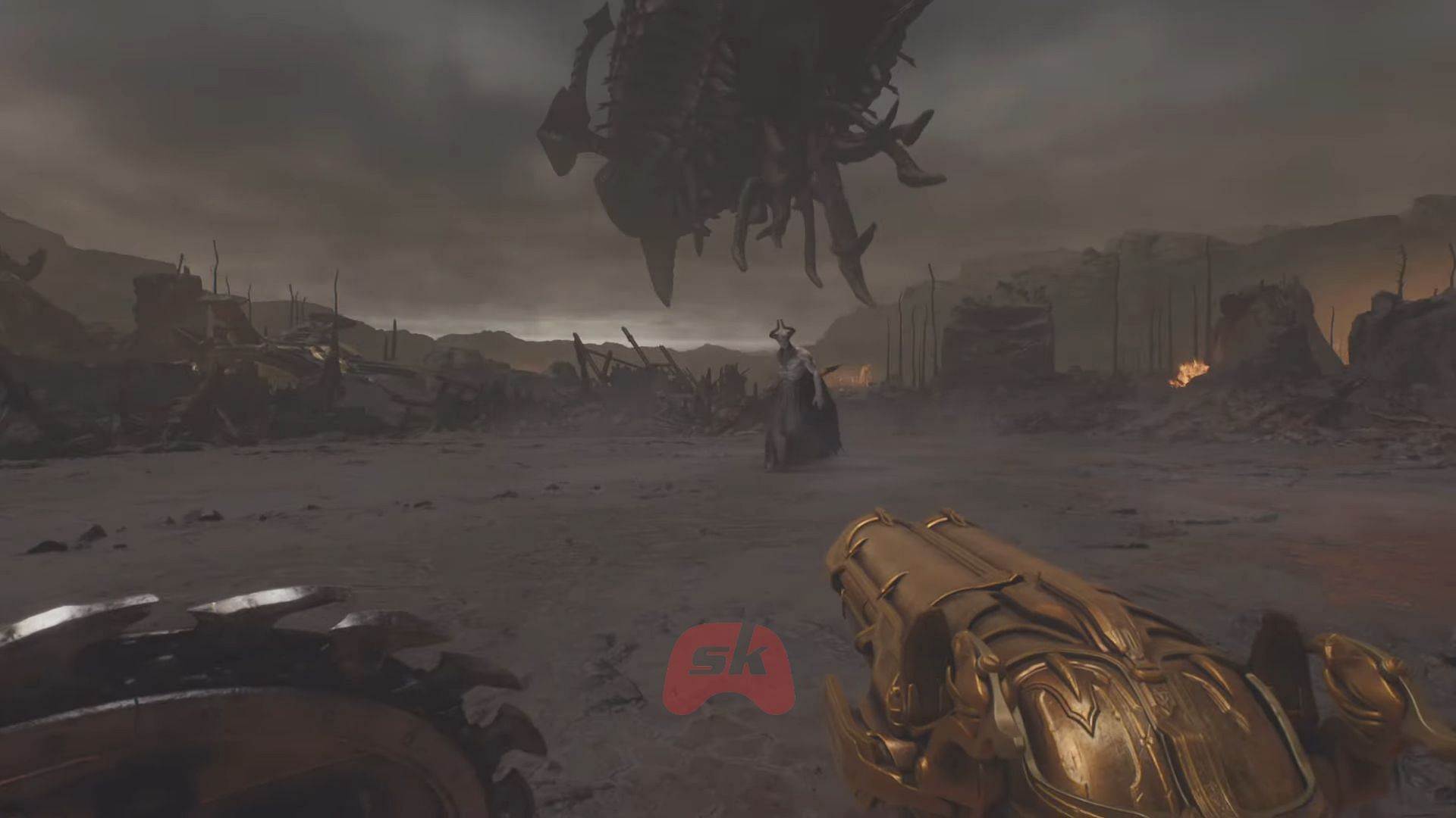 Enhanced Ahzrak boss fight (Image via Sportskeeda Gaming || Bethesda)